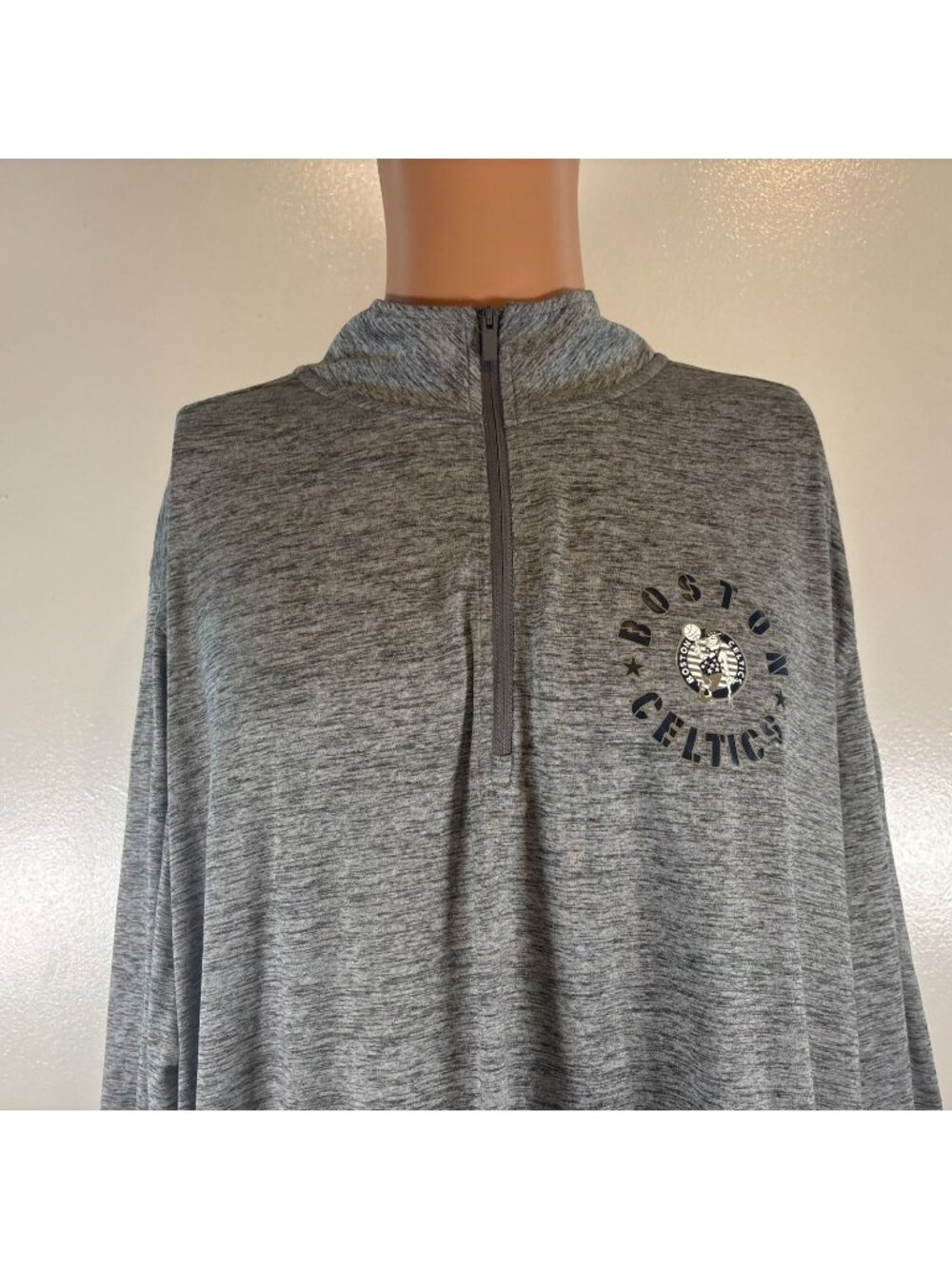 Boston Celtics Shirt Mens 2XLT NBA Salute To Service Quarter Zip Performance